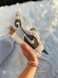 Army Green Swarovski Women’s Air Jordan 1 Low Shoes