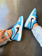 Blue Navy Swarovski Women’s Air Jordan 1 Low Shoes