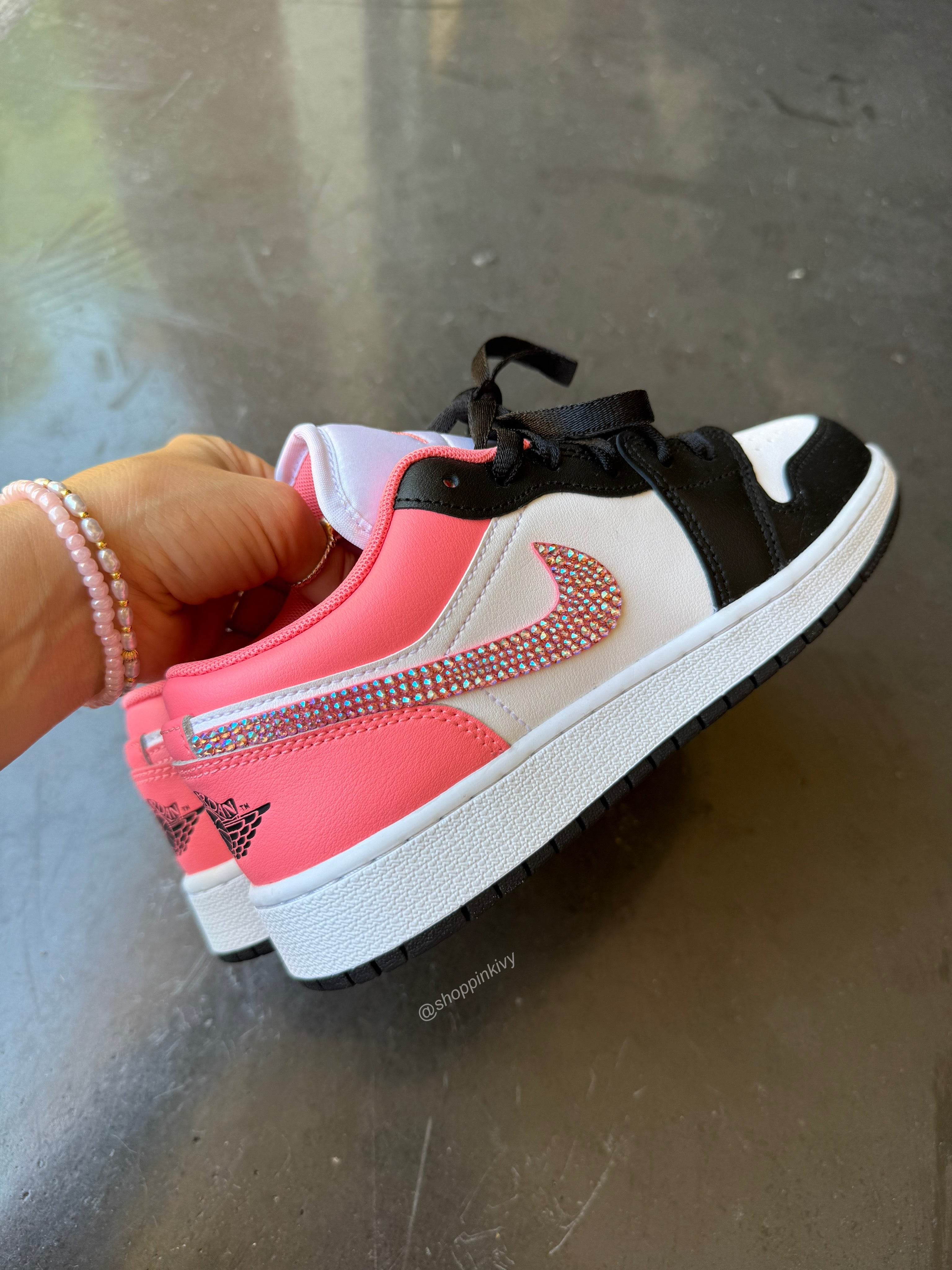 Black Coral Shimmer Swarovski Women’s Air Jordan 1 Low Shoes