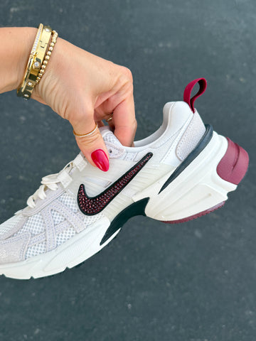 Winter White Burgundy Swarovski Womens Nike Shoes