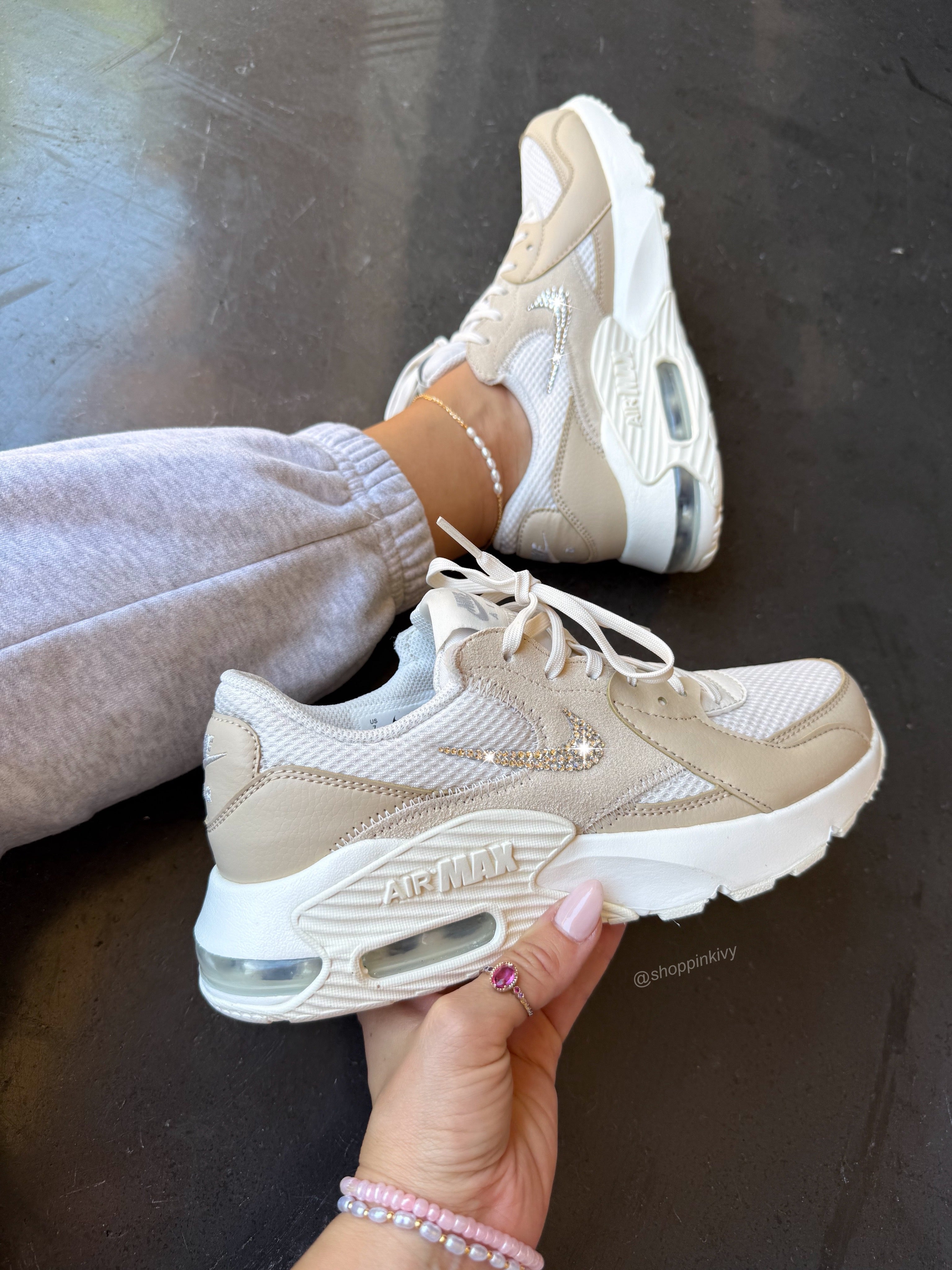 NEW Cream Sand Nike Swarovski Womens Nike Air Max