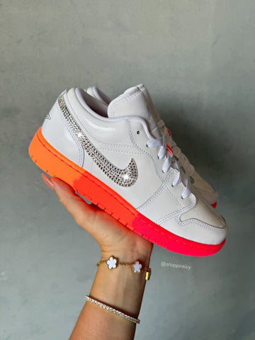 RARE Sunrise Ombré Swarovski Womens Air Jordan 1 Low Shoes