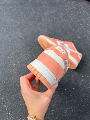 SIZE 8.5 Peach Suede Swarovski Womens Nike Dunk Shoes
