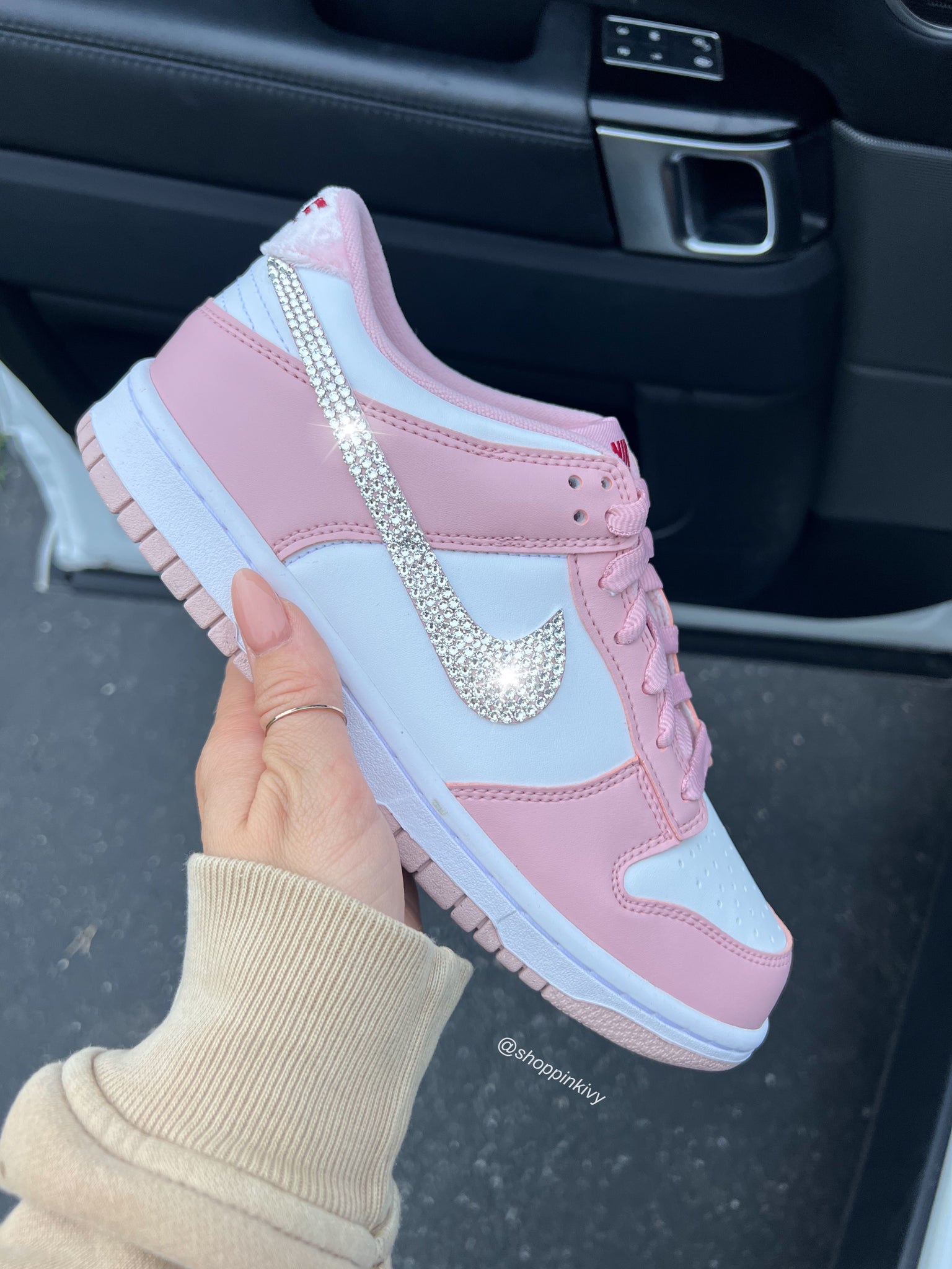 Rose Gold Pink Swarovski Womens Nike Dunk Shoes