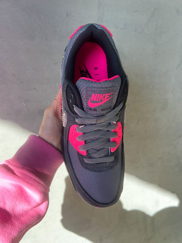 Hot Pink Gray Swarovski Womens Nike Air Max 90