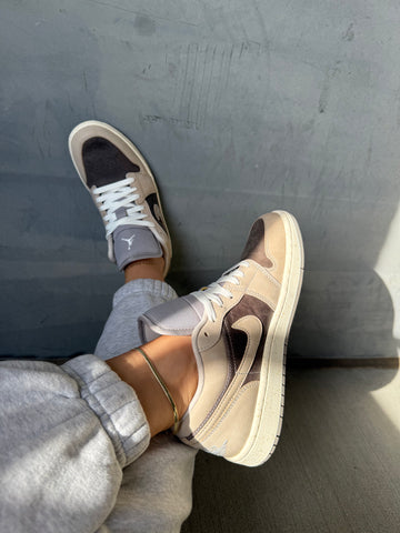 Neutral Tan Greige Swarovski Women’s Air Jordan 1 Low Shoes