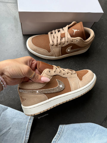 NEW Fall Tan Swarovski Women’s Air Jordan 1 Low Shoes