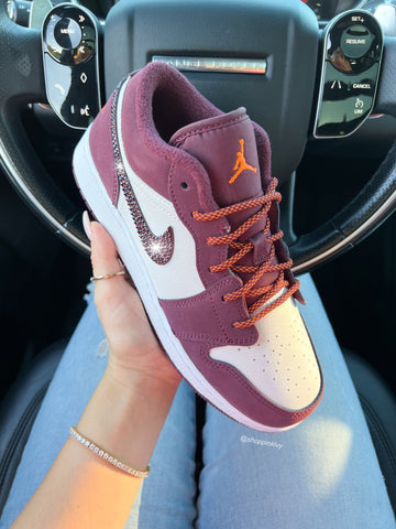 Merlot Swarovski Women’s Air Jordan 1 Low Shoes