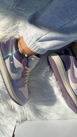 RARE Pink and Purple Swarovski Women’s Air Jordan Retro 1 Low Shoes