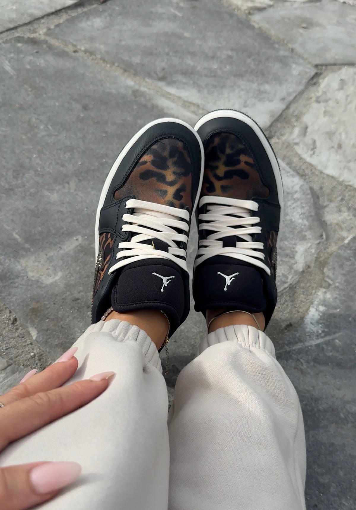 NEW Leopard Swarovski Women’s Air Jordan 1 Low Shoes