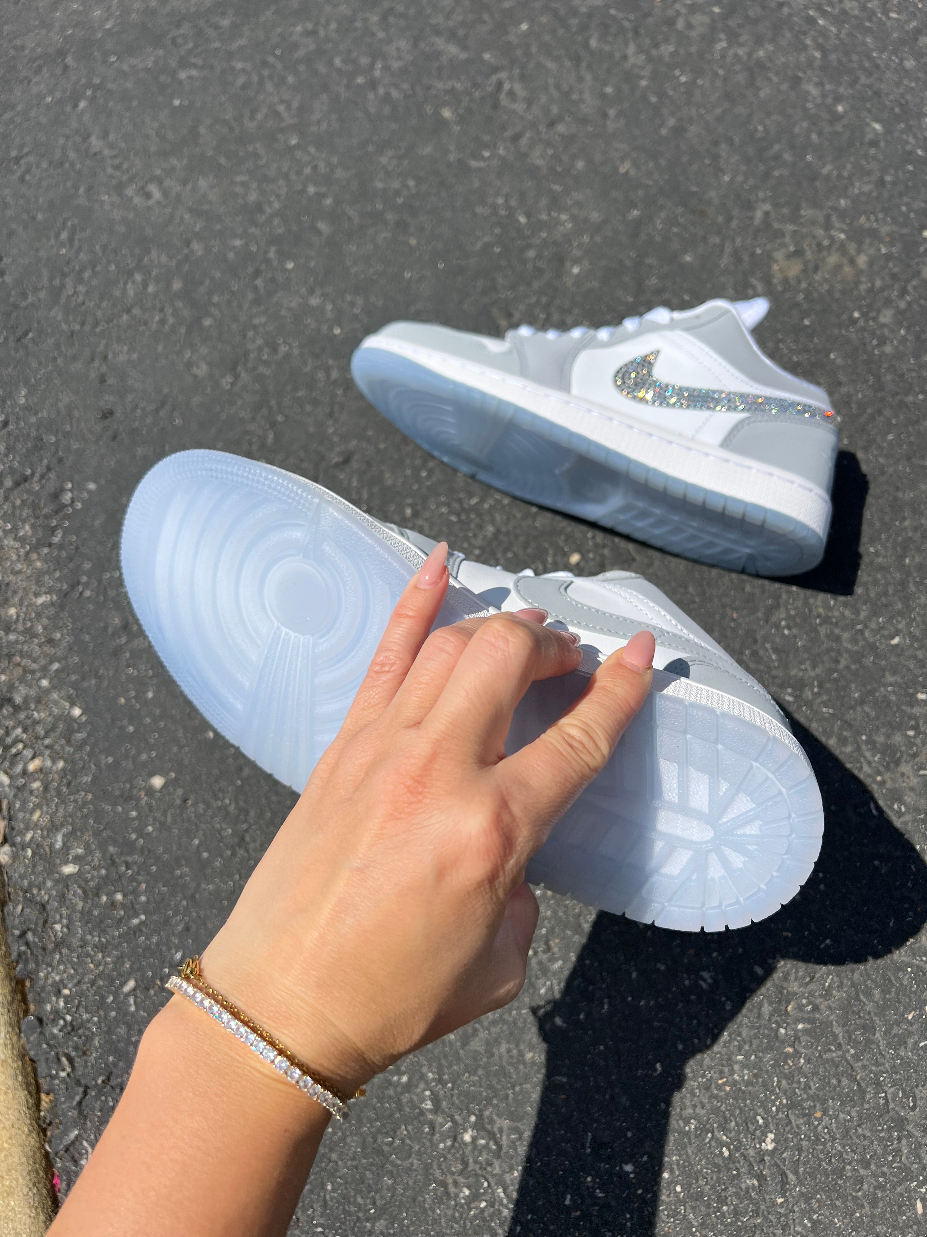 Blue Bottom Swarovski Women’s Air Jordan Retro 1 Low Shoes