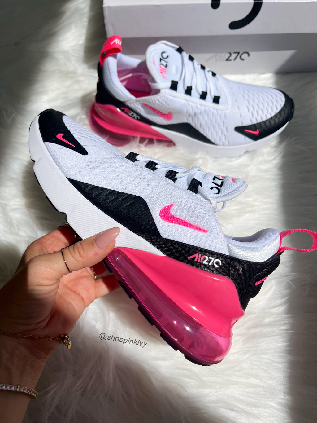 Hot Pink Swarovski Women's Nike Shoes Air Max 270