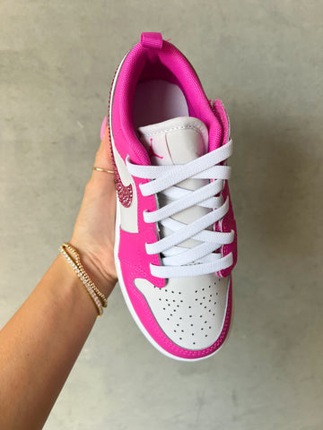 Hot Pink Baby Toddler Pre-School Swarovski Jordan 1 Low