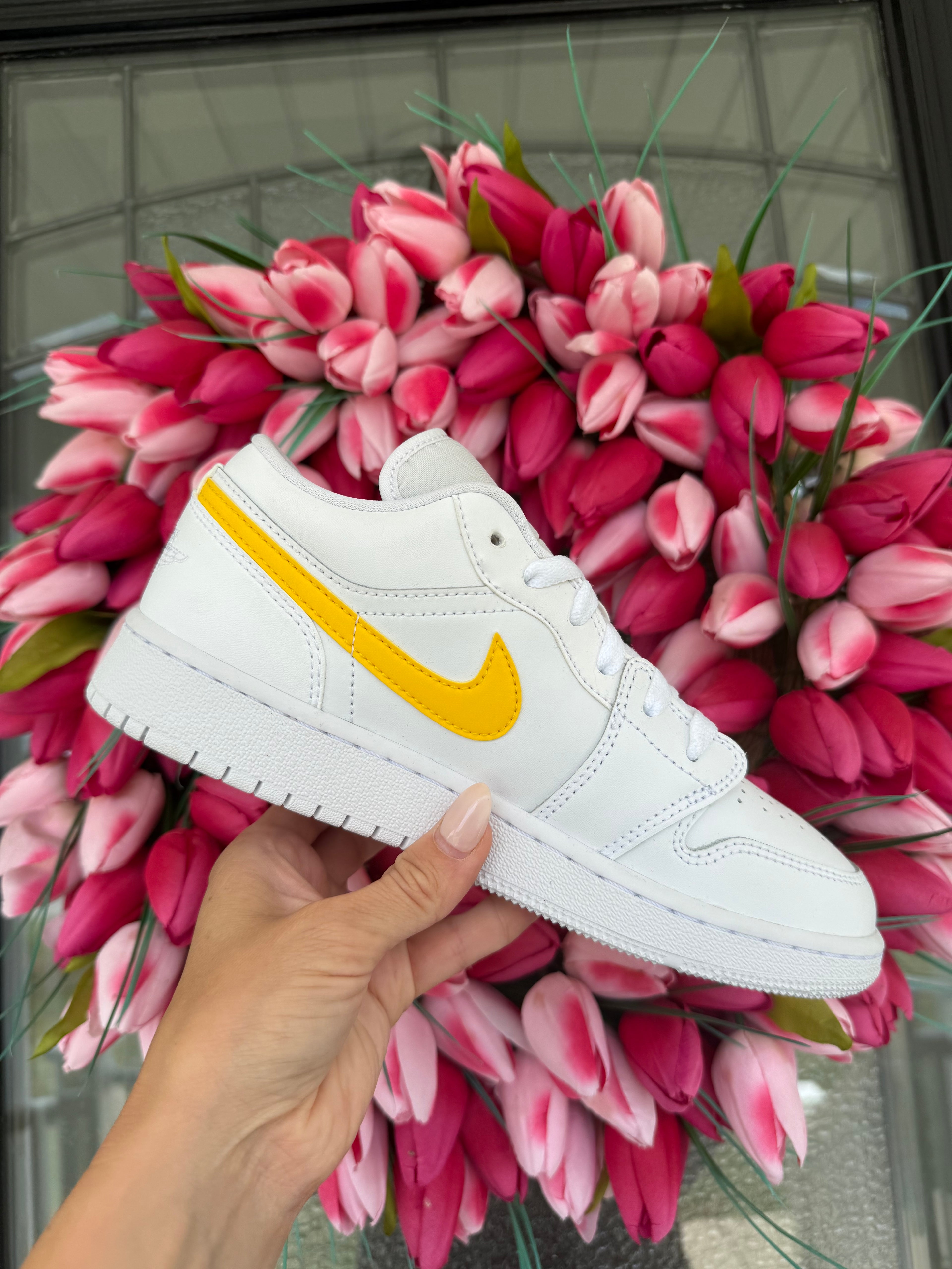 RARE SIZE 6.5 White/Multi Color Swarovski Women’s Air Jordan 1 Low Shoes