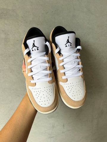 Latte Swarovski Women’s Air Jordan 1 Low Shoes