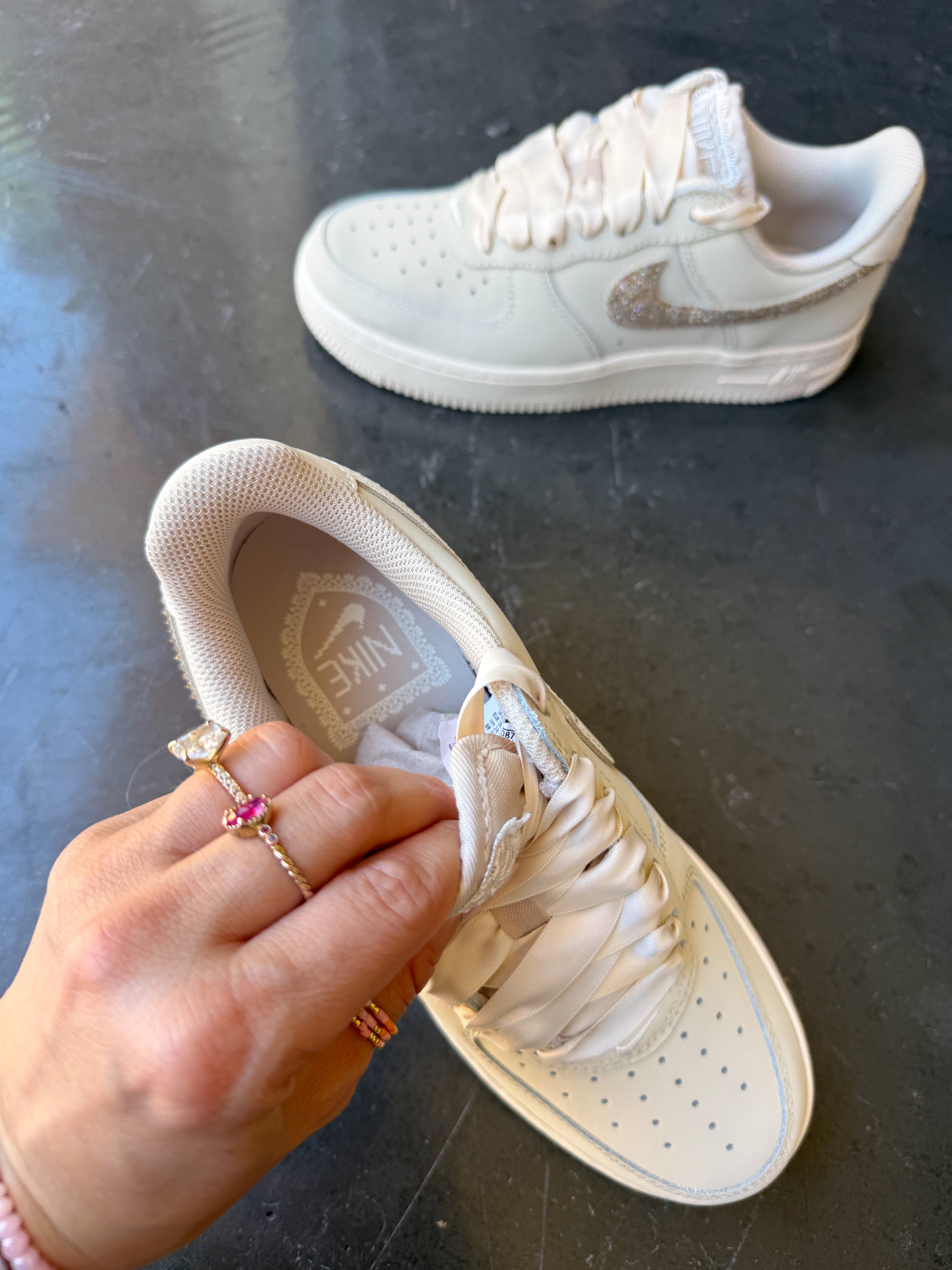 SIZE 7 Vintage Lace Swarovski Nike Air Force 1