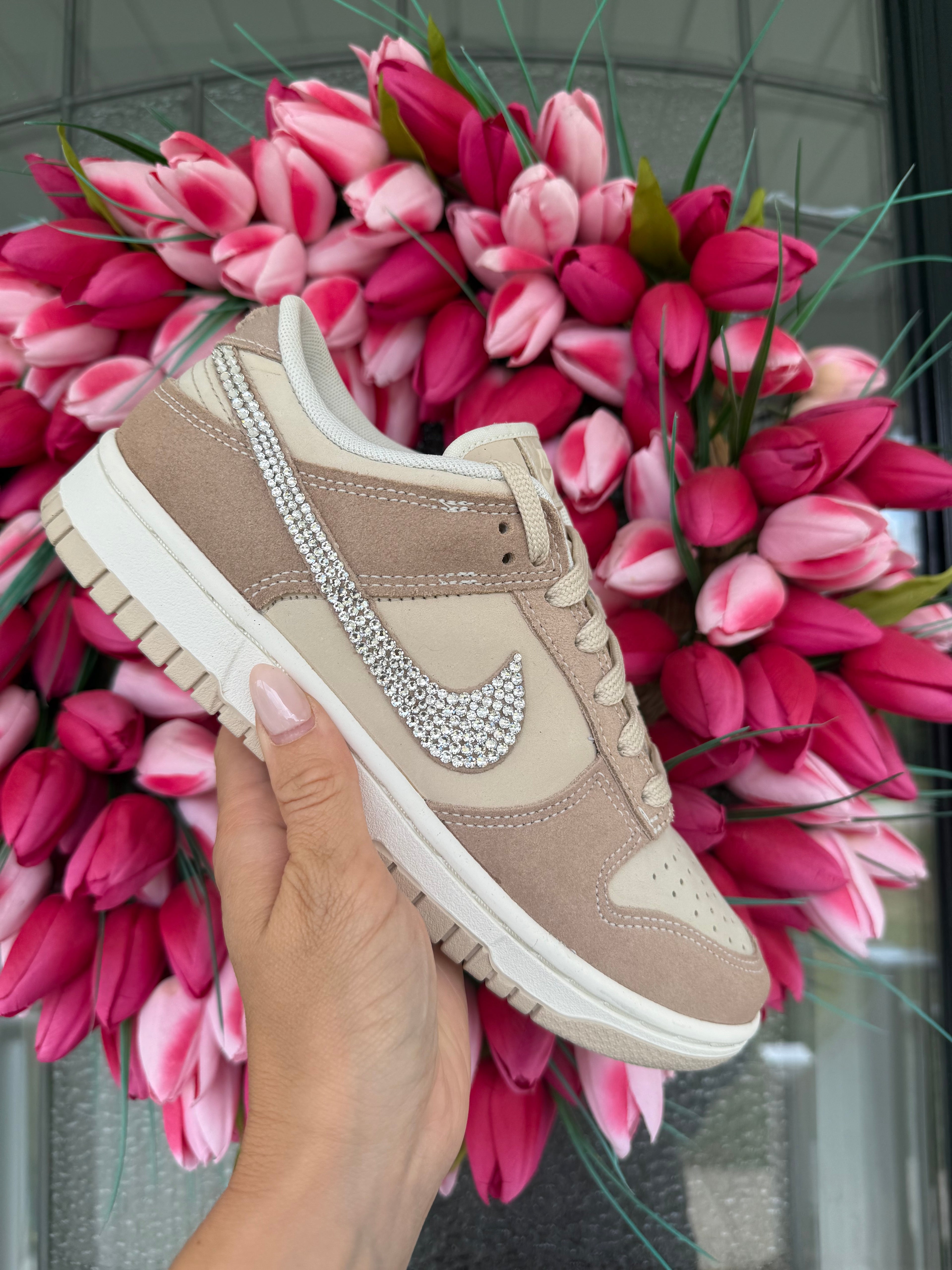 SIZE 7.5 Rare Sand Swarovski Womens Nike Dunk Shoes