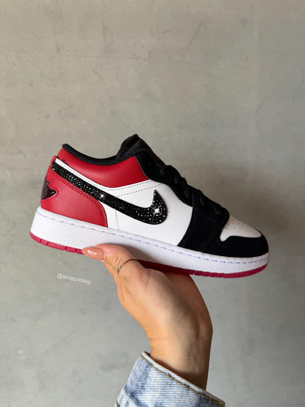 Cherry🍒 Red Swarovski Women’s Air Jordan 1 Low Shoes