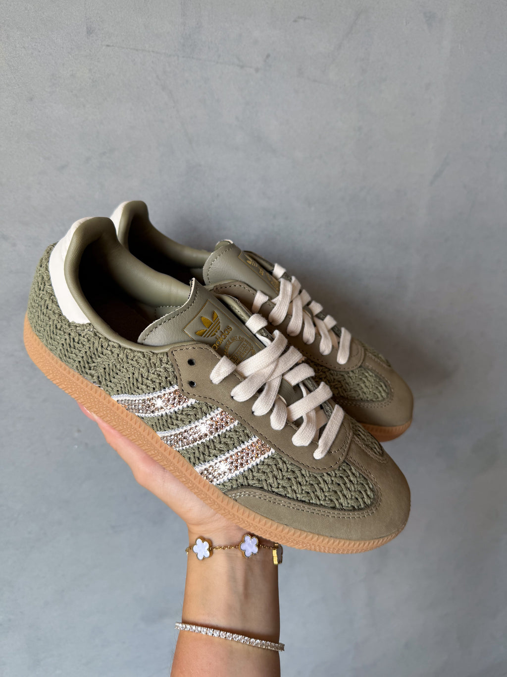 Olive Green Swarovski Adidas Original Samba OG