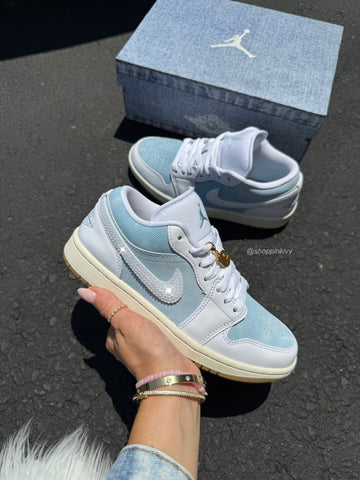 ✨NEW✨Denim Special Edition Swarovski Women’s Air Jordan 1 Low Shoes