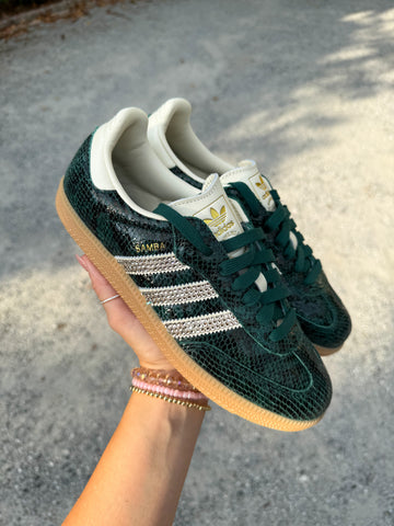 SIZE 7 Green Snakeprint Swarovski Adidas Original Samba OG