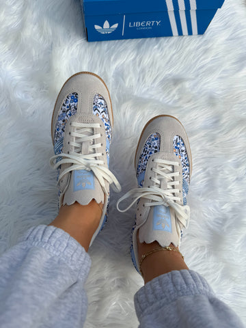 Blue Floral Swarovski Adidas Samba Original
