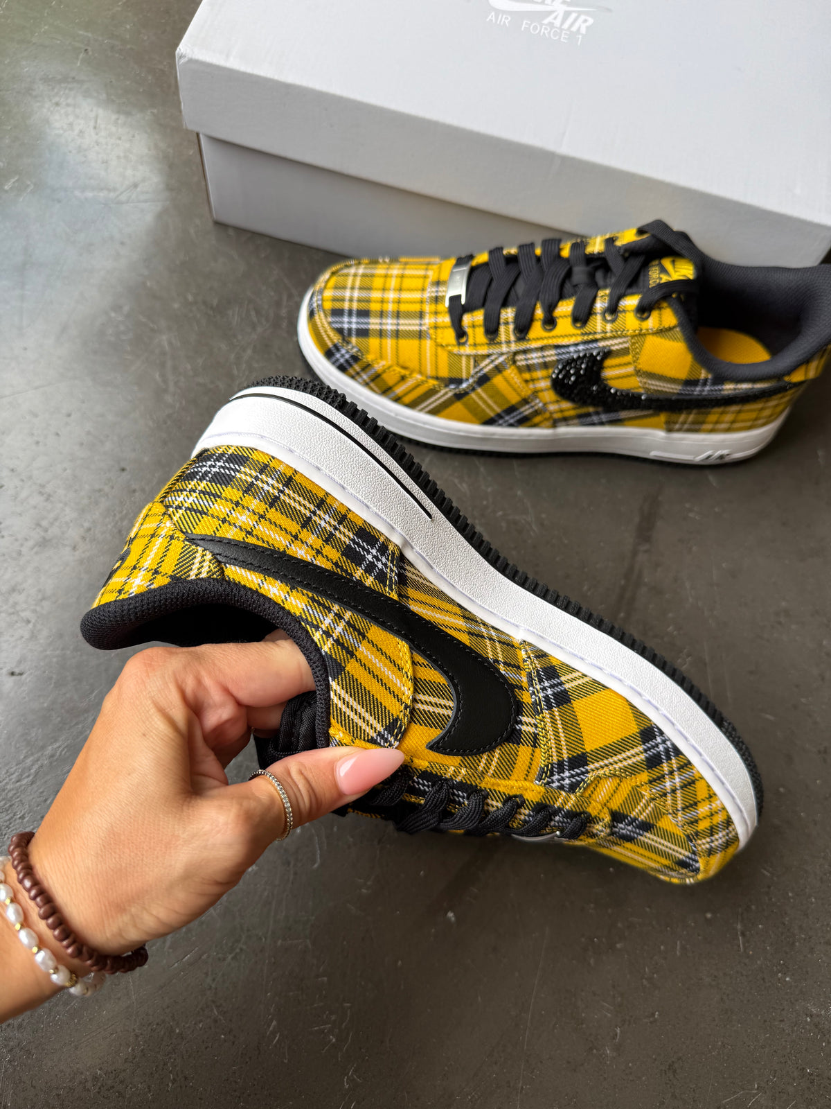 Clueless Yellow Plaid Swarovski Nike Air Force 1