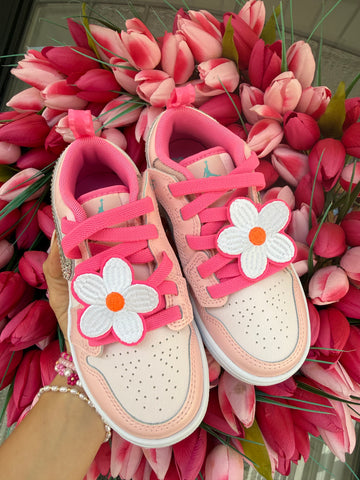 Pink Floral Swarovski Air Jordan 1 Low Shoes