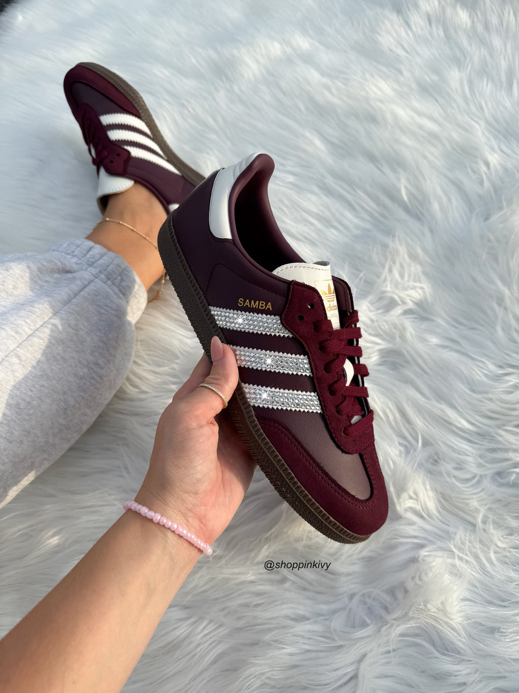 Maroon Swarovski Adidas Original Samba OG