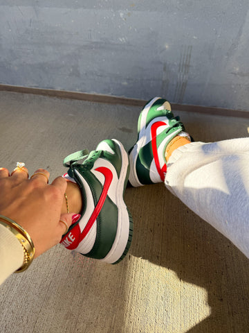 Christmas Red Green Swarovski Womens Nike Dunk Shoes