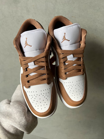 Caramel Brown Gold Swarovski Women’s Air Jordan Retro 1 Low Shoes