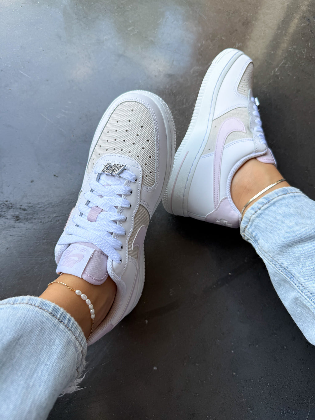 Pearl Pink Beach Neutral Swarovski Nike Air Force 1