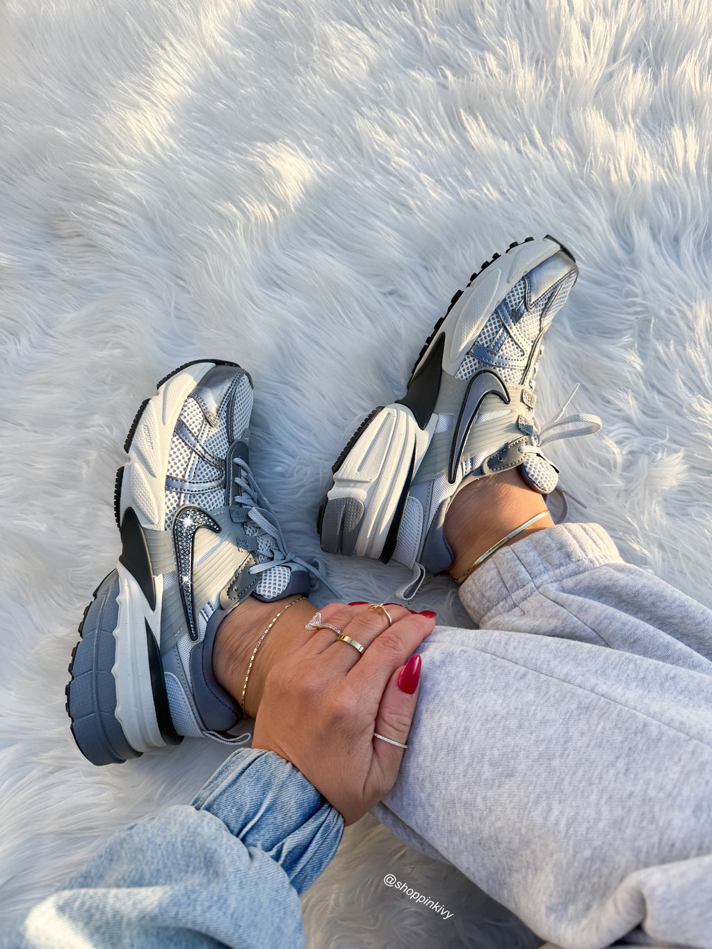 Metallic Gray Swarovski Womens Nike Shoes