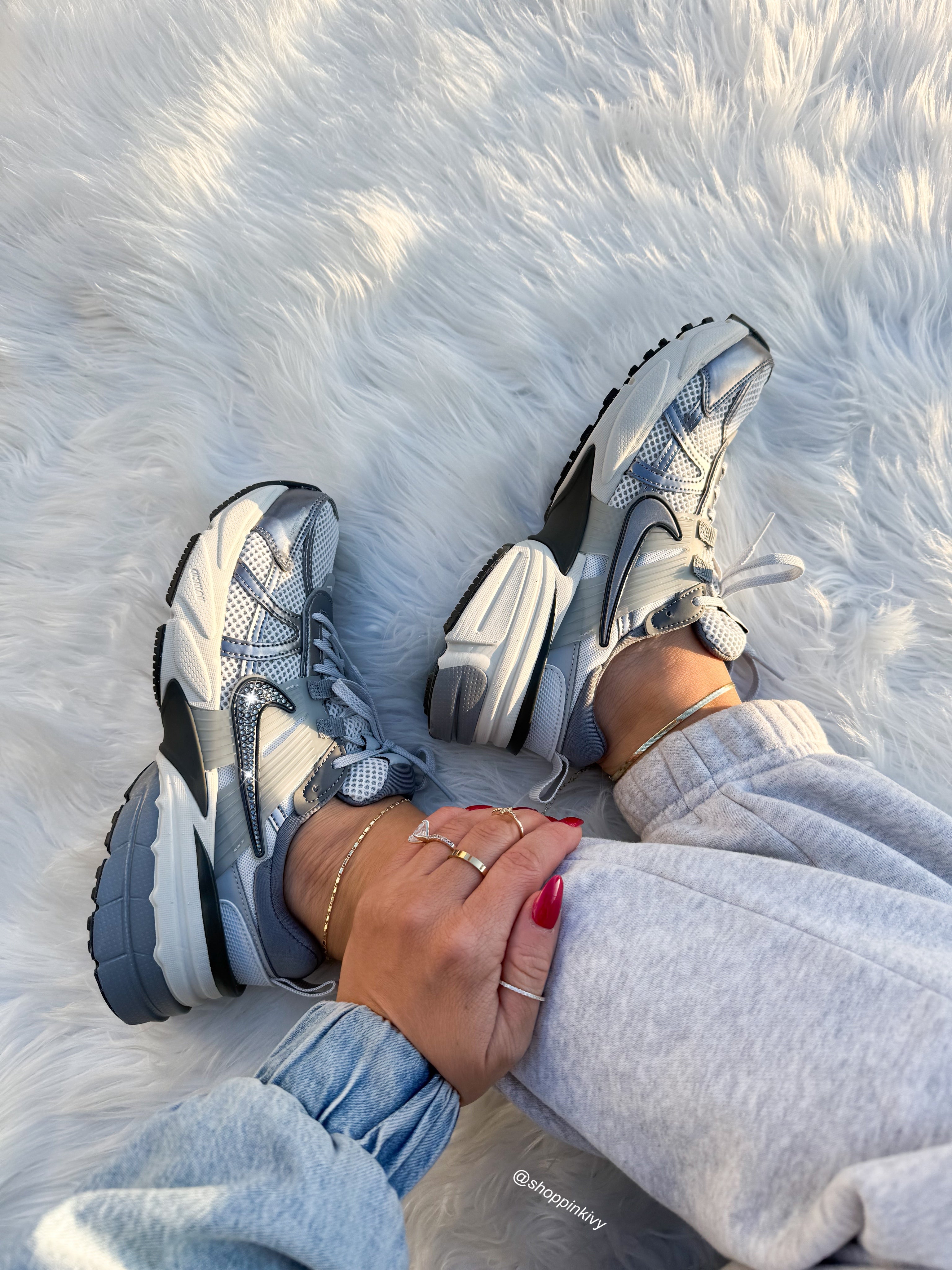 Metallic Gray Swarovski Womens Nike Shoes
