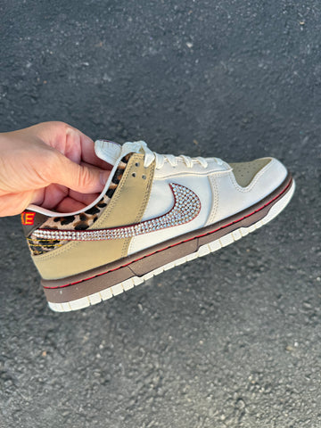 NEW FALL Leopard Khaki Swarovski Womens Nike Dunk Shoes
