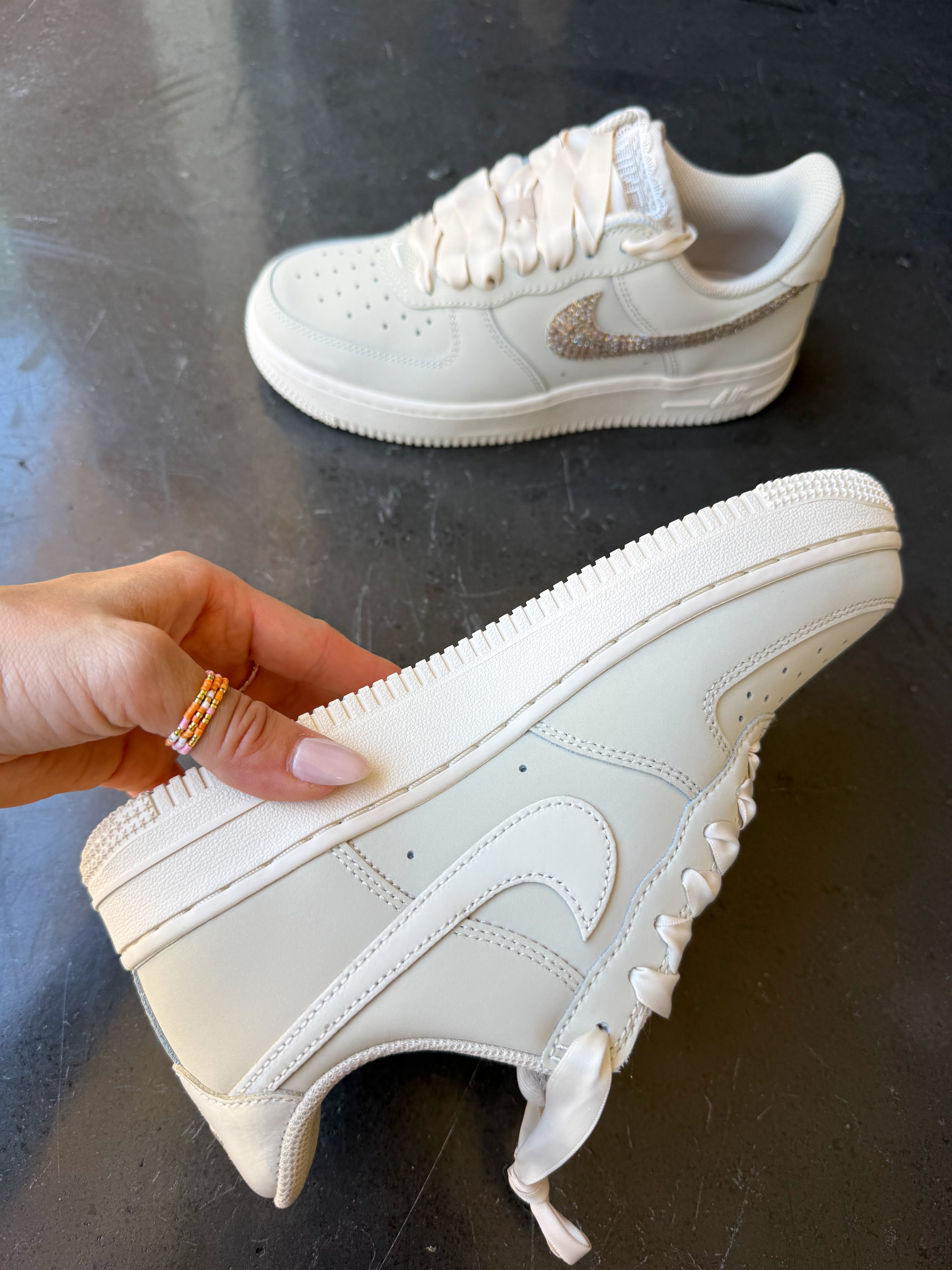 SIZE 7 Vintage Lace Swarovski Nike Air Force 1