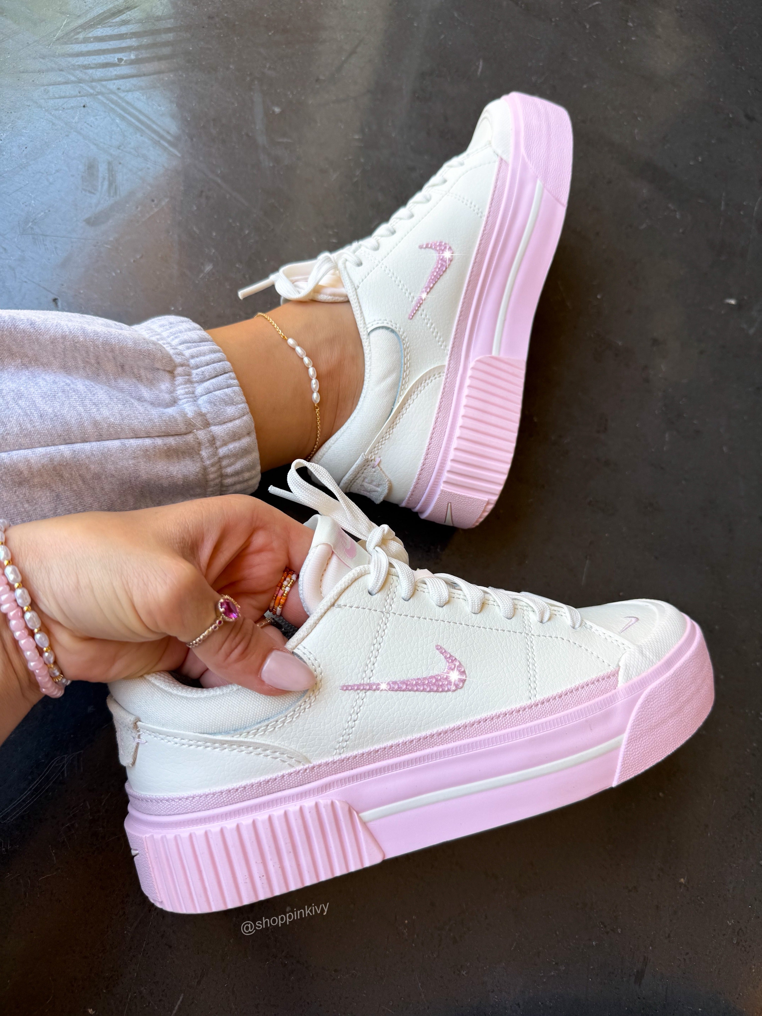 Pink Platform Swarovski Nike Platform Shoes