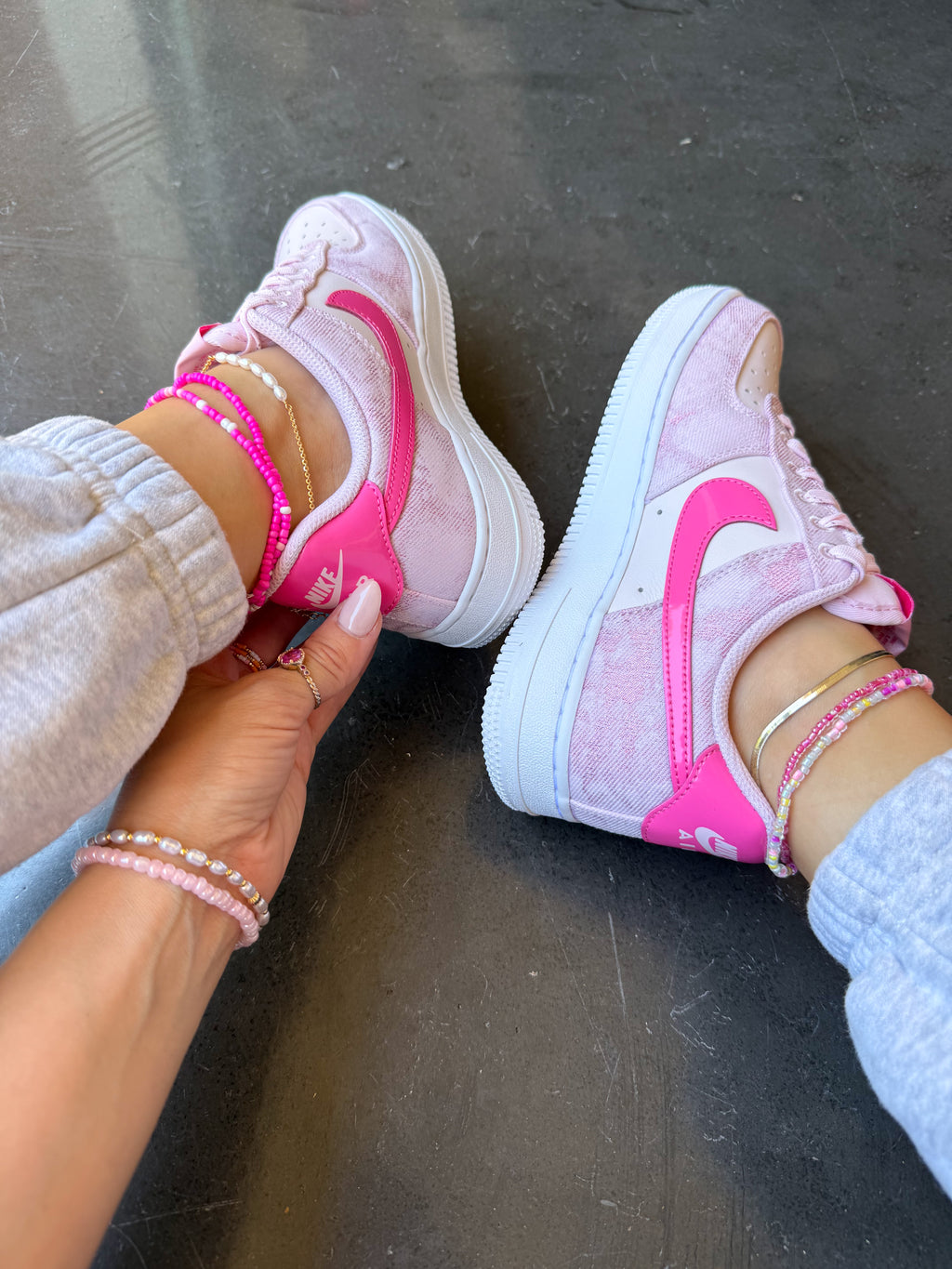 Pink Denim Swarovski Nike Air Force 1