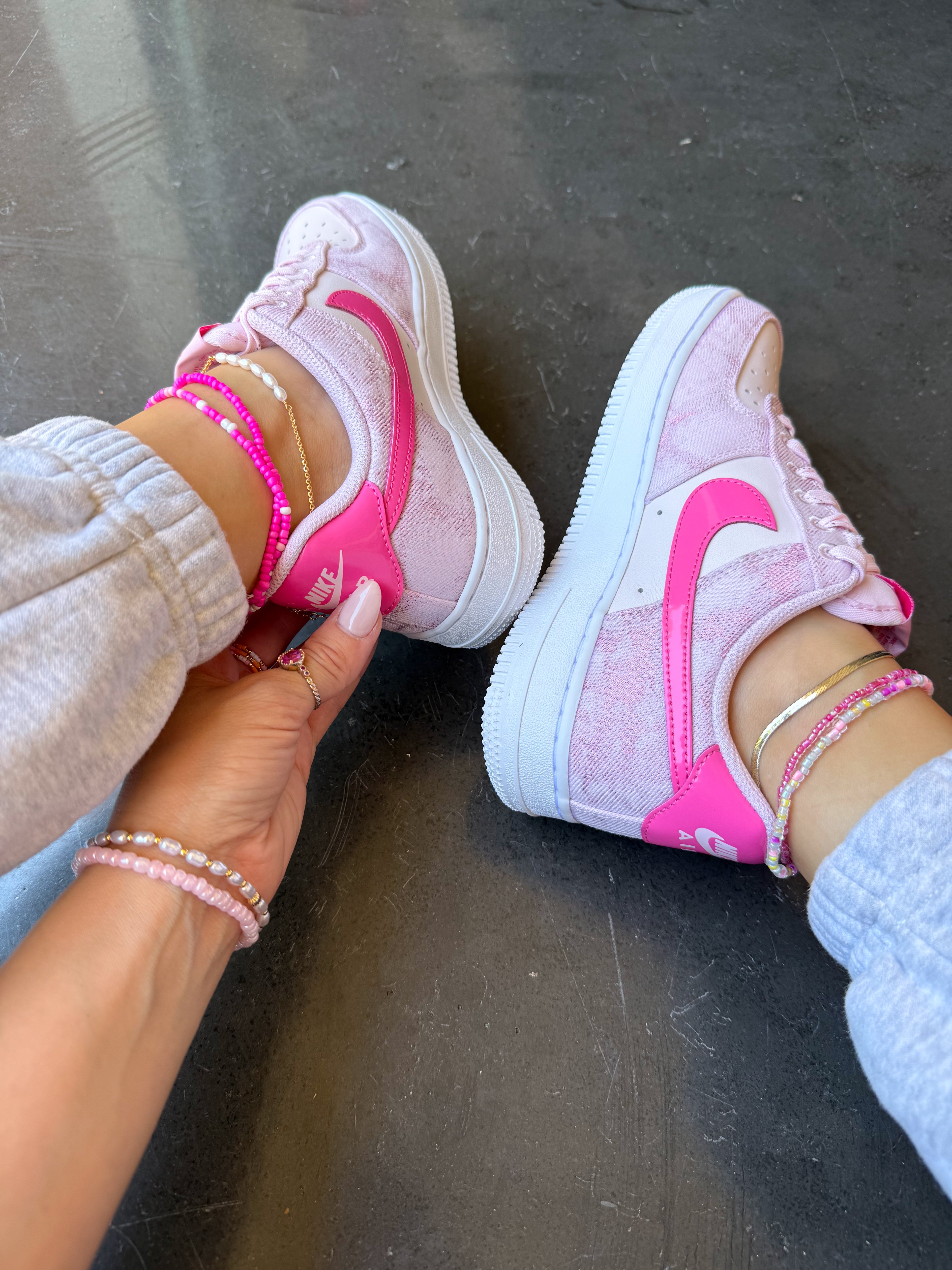 Pink Denim Swarovski Nike Air Force 1