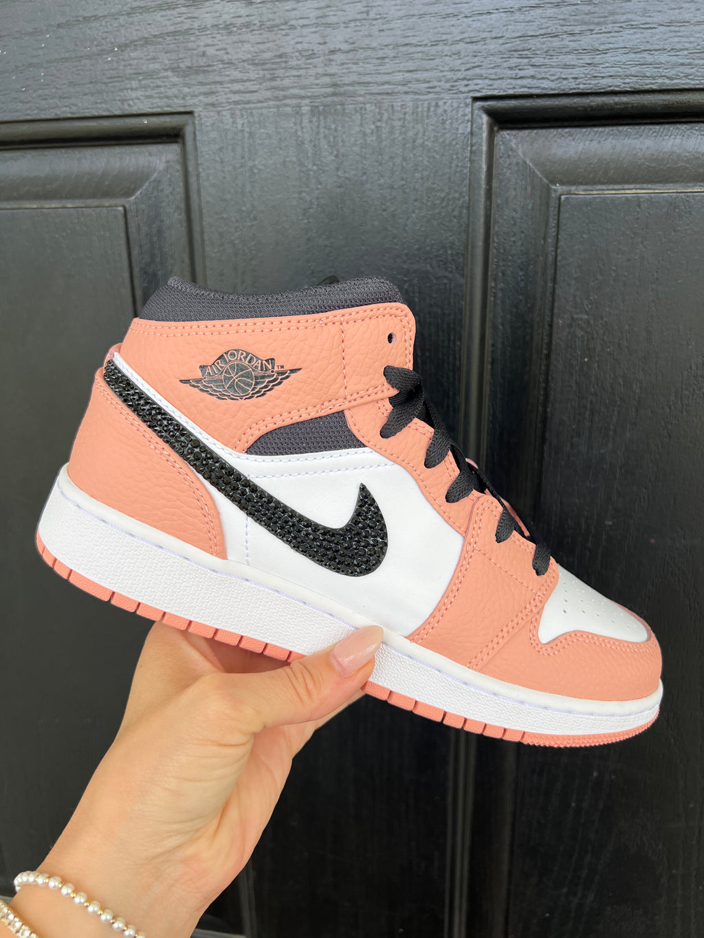 SIZE 7.5 Rust Peach Swarovski Women’s Air Jordan 1 Mid Shoes