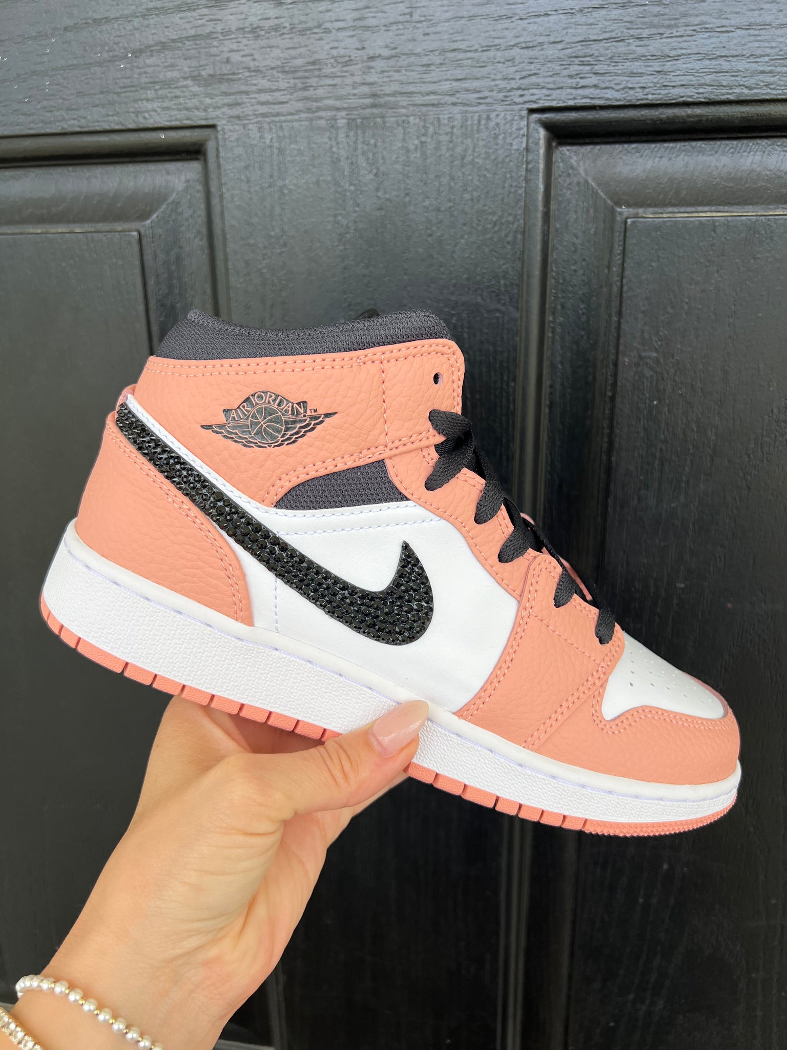 SIZE 7.5 Rust Peach Swarovski Women’s Air Jordan 1 Mid Shoes