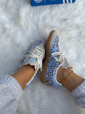 Blue Floral Swarovski Adidas Samba Original