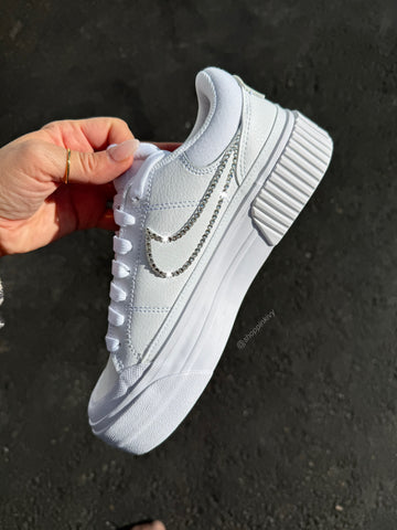 White Swarovski Nike Platform Shoes