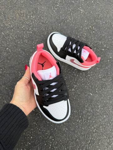 SIZE 11Y Black Pink Swarovski Air Jordan 1 Low Shoes