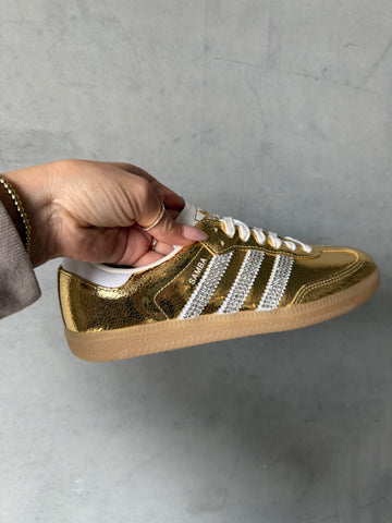 SIZE 7 Metallic Gold Swarovski Adidas Original Samba OG Christmas