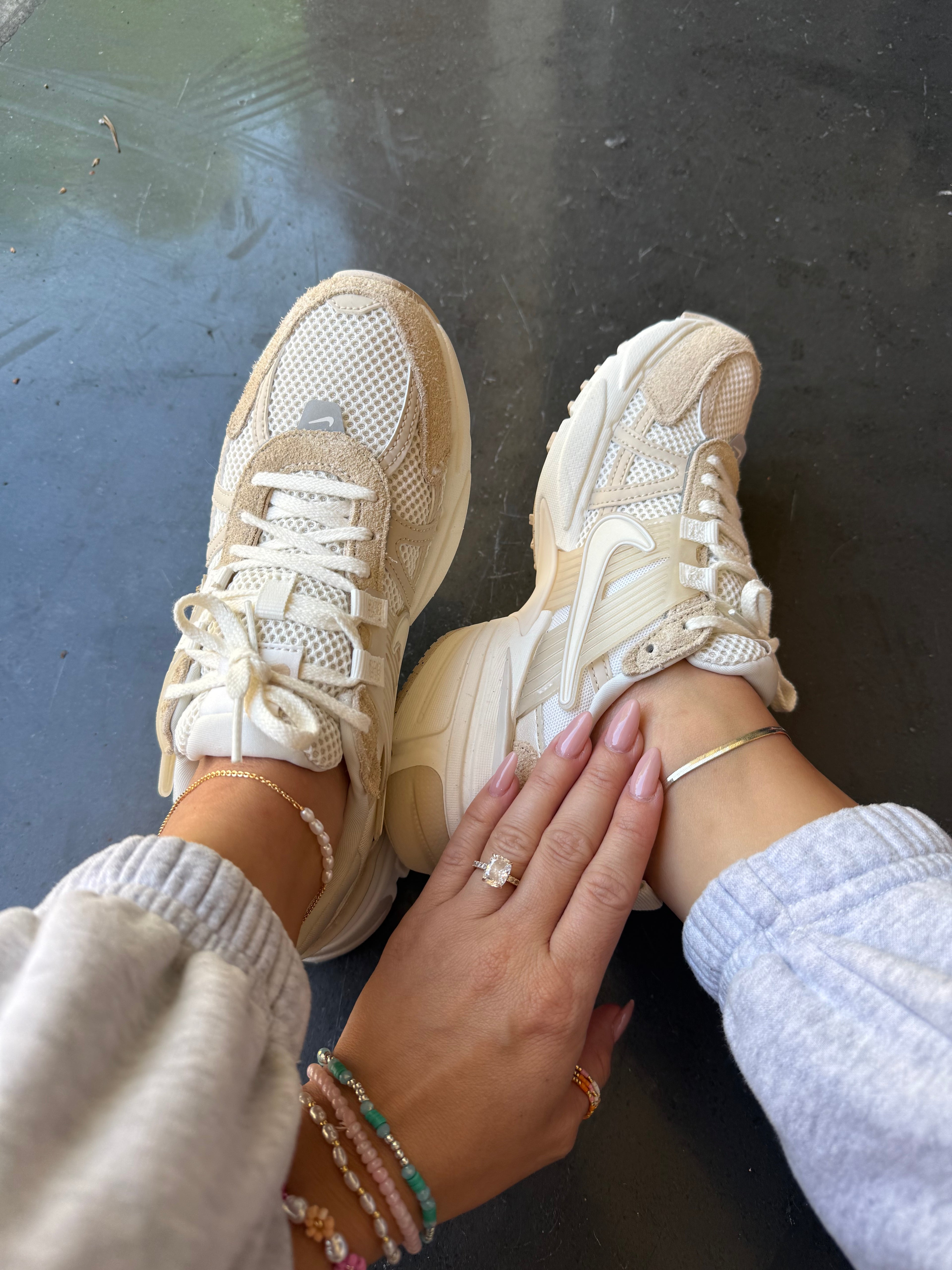 Neutral Cream Tan Swarovski Womens Nike Shoes