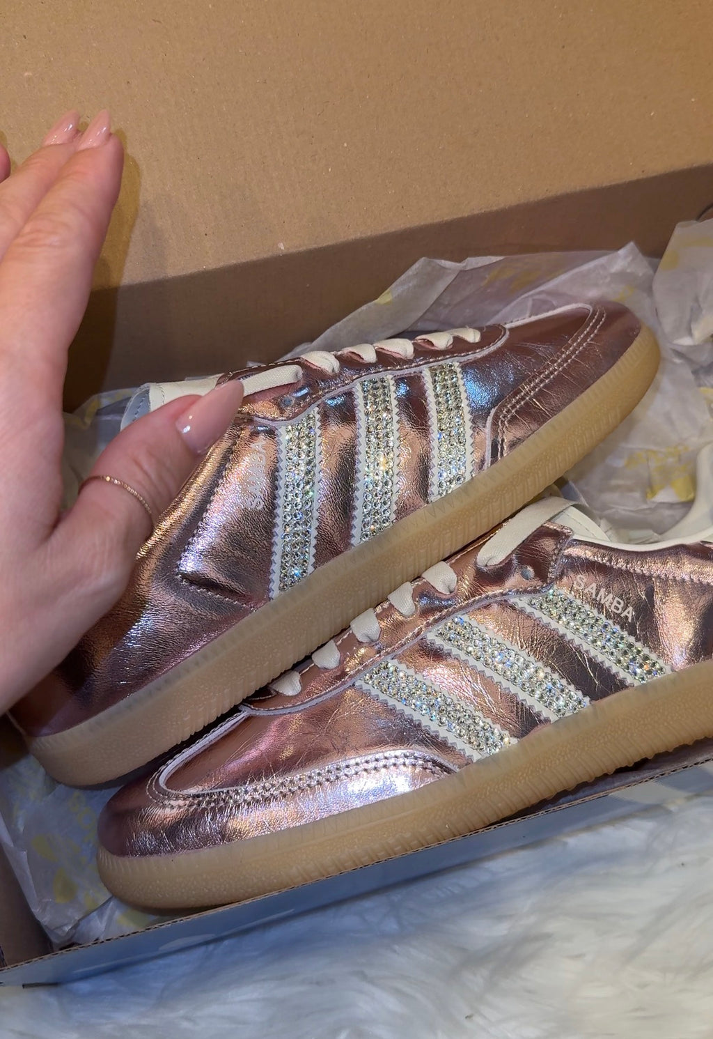 Pink Metallic Swarovski Adidas Samba