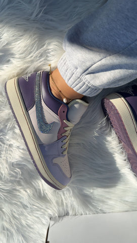 RARE Pink and Purple Swarovski Women’s Air Jordan Retro 1 Low Shoes