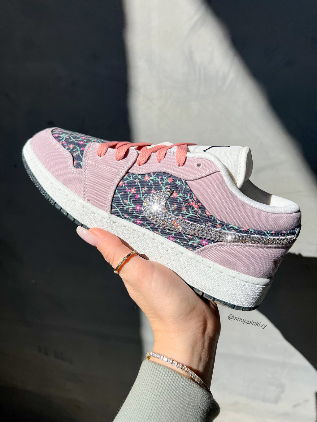 Floral Swarovski Women’s Air Jordan 1 Low Shoes