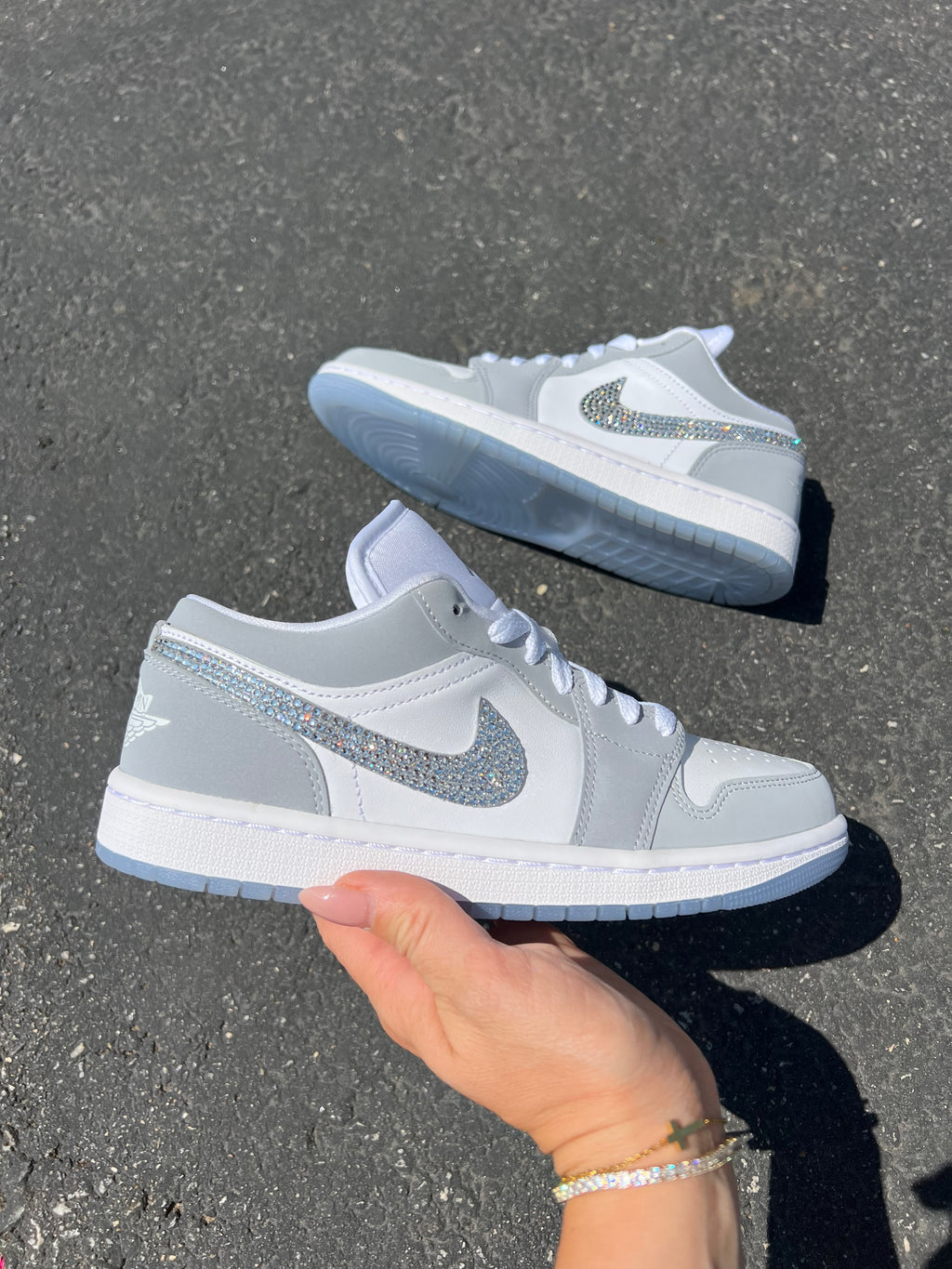 Blue Bottom Swarovski Women’s Air Jordan Retro 1 Low Shoes
